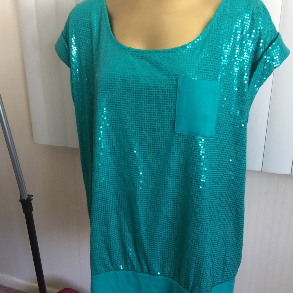 SOLD!!! Kelly Renee Green Sequined Shirt With Back Detail